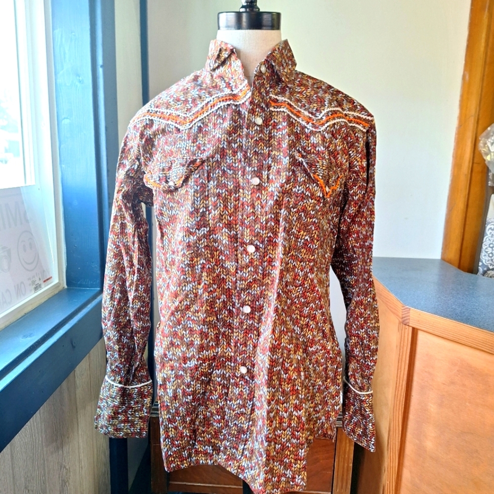Vintage Hand Sewn Pearl Snap Western Shirt , See Photos For Sizing